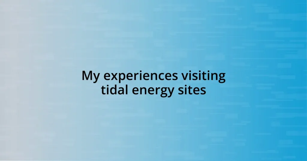 My experiences visiting tidal energy sites