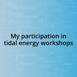 My participation in tidal energy workshops