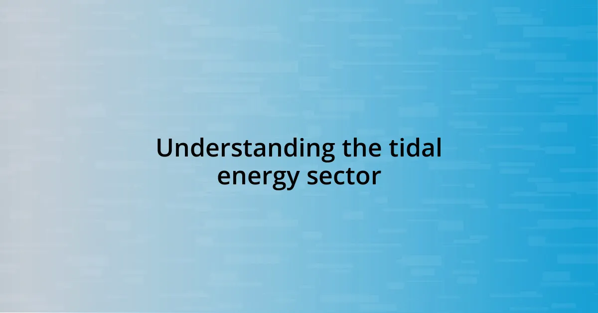 Understanding the tidal energy sector